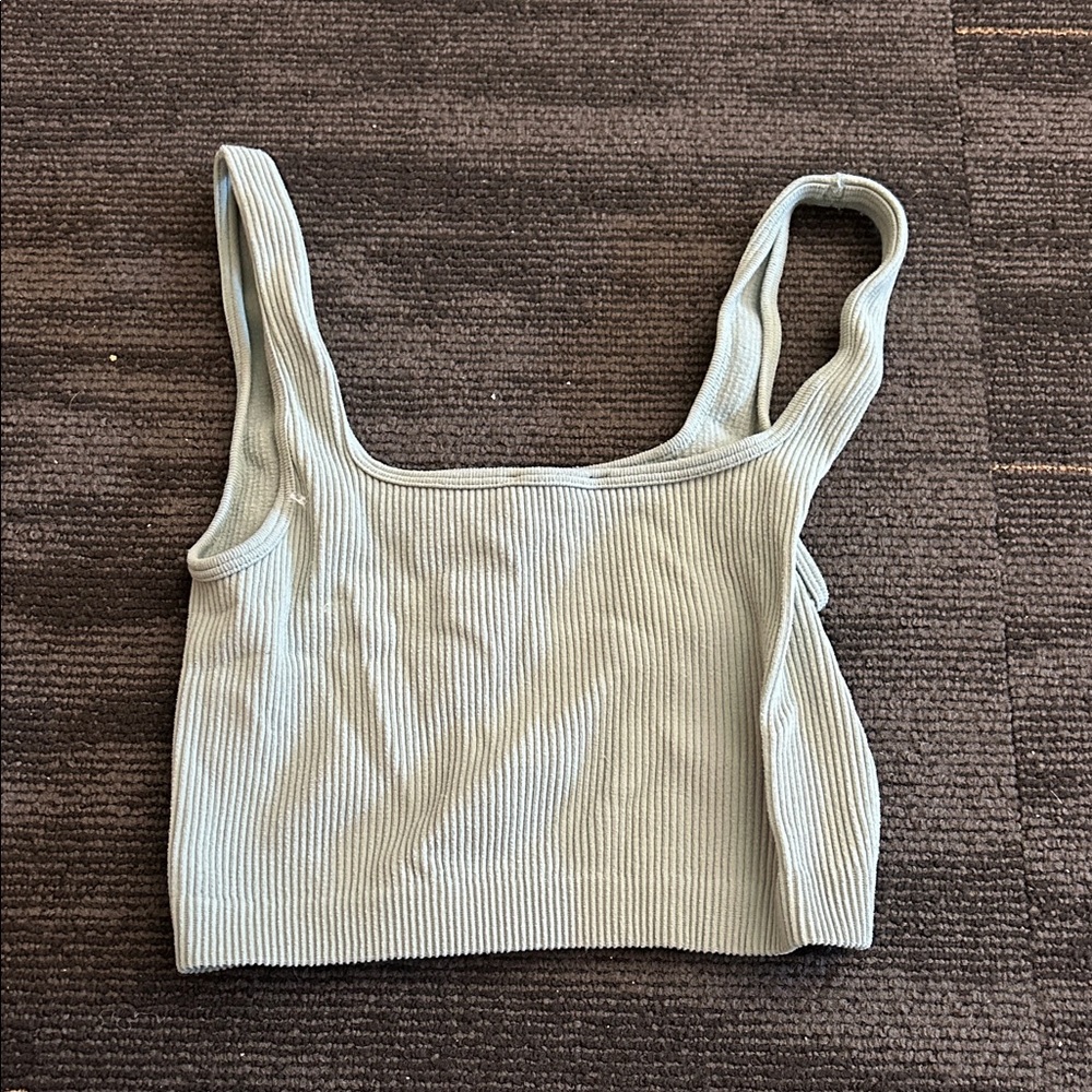 Zara Ribbed Crop Top - Light Gray